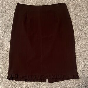 Sunny Leigh Dark Brown Pencil Skirt with Ruffle Hem